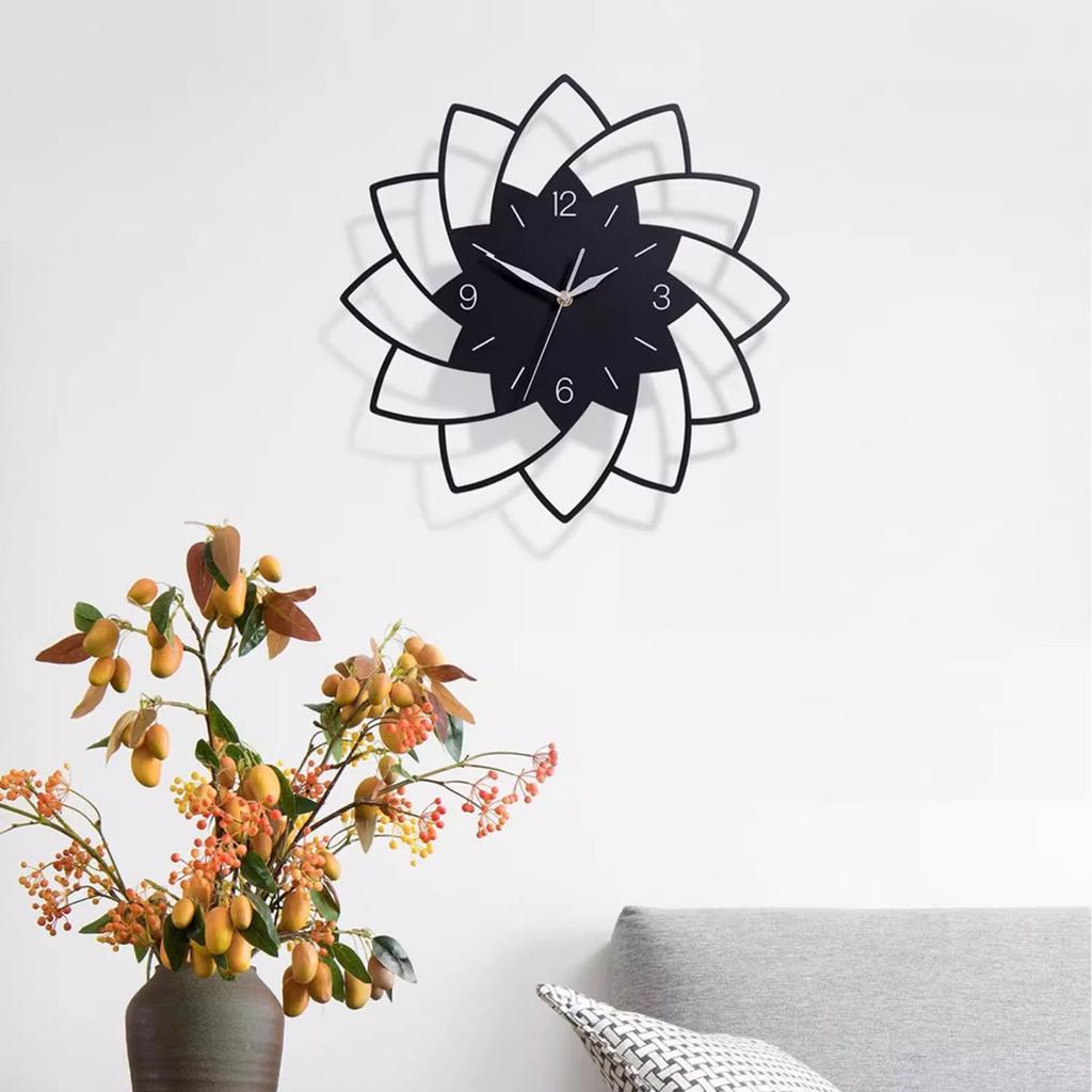 12Inches Accurate Creative Quiet Indoor Wall Clock Flower Shaped Decorative Clocks for Living Room Ornament Acrylic Wall Clock