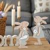 2/3Pcs Easter Bunny Table Sign Farmhouse Rustic Wooden Egg Rabbit Ornament Happy Easter Spring Home Office Table Centerpiece Decoration
