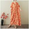 Women's Vintage Long Dress with Cotton and Linen Patterns