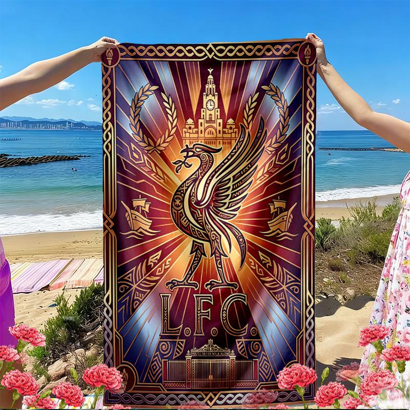 Liverpool Football Club Print Beach Towel, Versatile Lightweight Absorbent Beach Towel for Pool Surf Yoga Bathroom, Perfect Birthday Holiday Gift