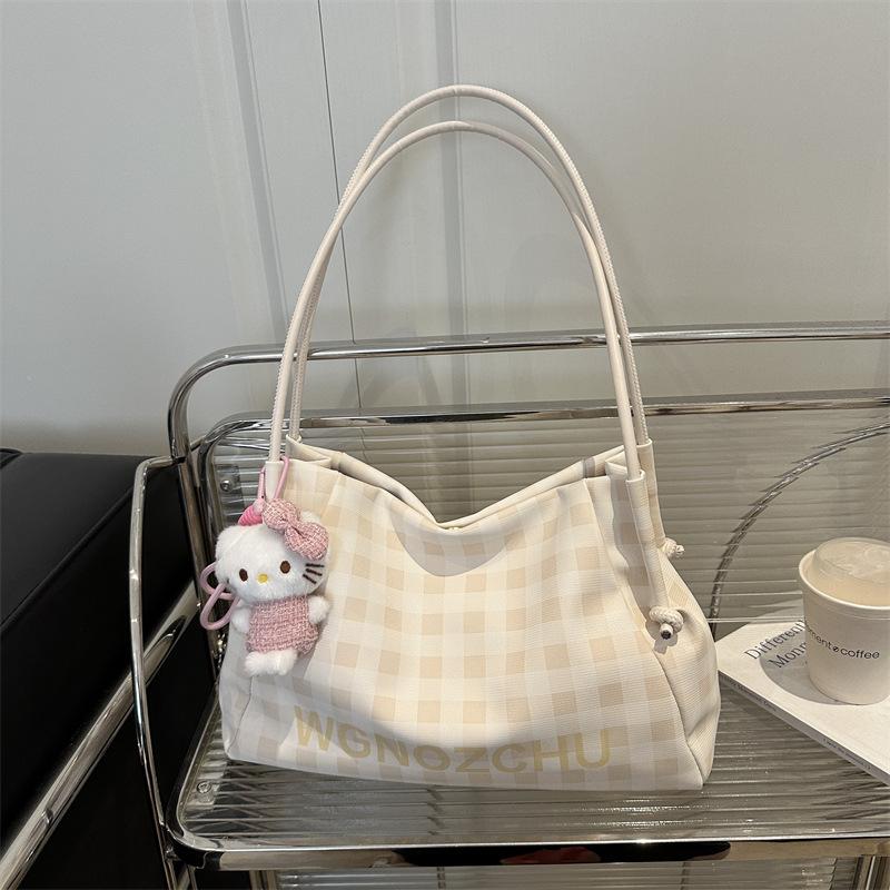 Premium Plaid Bag Women's Autumn New Commuter Armpit Bag Large Capacity Shoulder Tote Bag