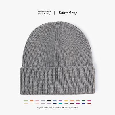 Осень и зима уличная черная вязаная шапка без полей для мужчин большой окружности головы модная холодная шапка теплая утолщенная шерстяная шапка женская