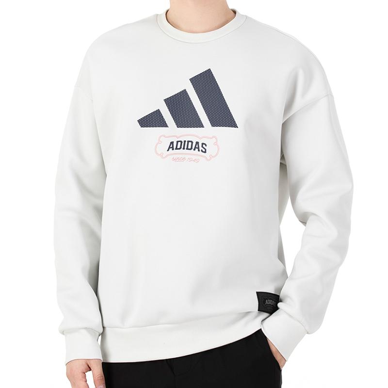 Adidas Sweatshirts Men's White Crew Neck Moderate Regular HE7465