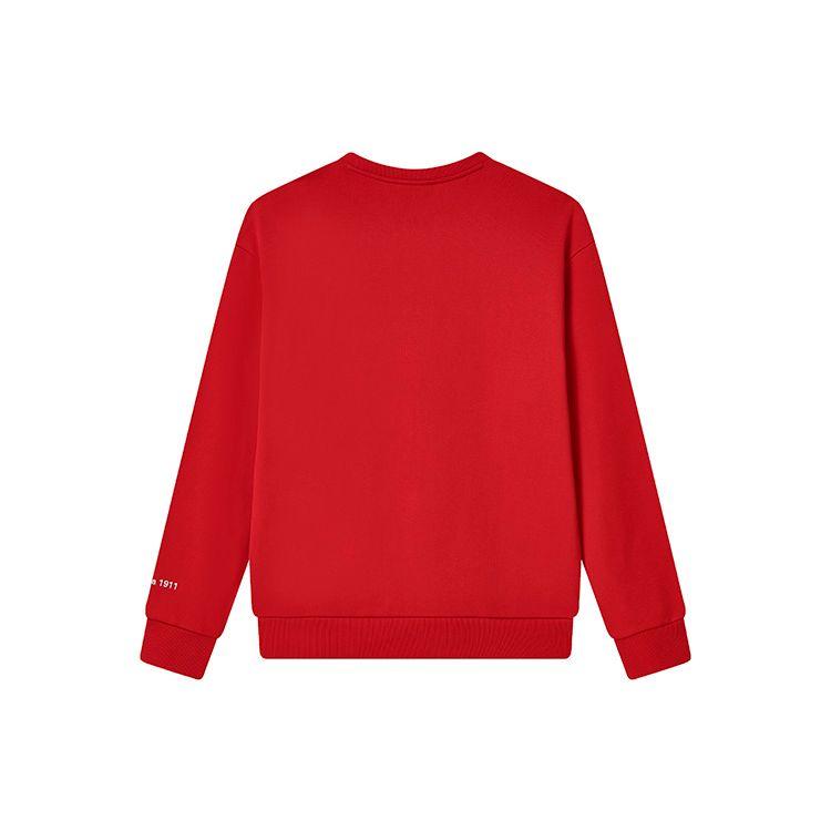 FILA Fleece Logo Casual Loose Pullover Long Sleeve Sweatshirt Unisex sweatshirt Legendary-Red F51U249299FRD