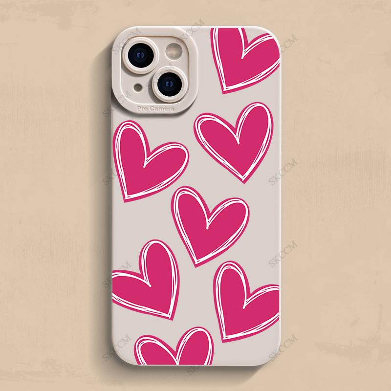 Роскошный красный чехол для телефона с сердечком любви из мягкого силикона для iPhone 15 14 13 12 11 Pro Max Mini XR X XS Max 7 8 Plus матовая задняя крышка
