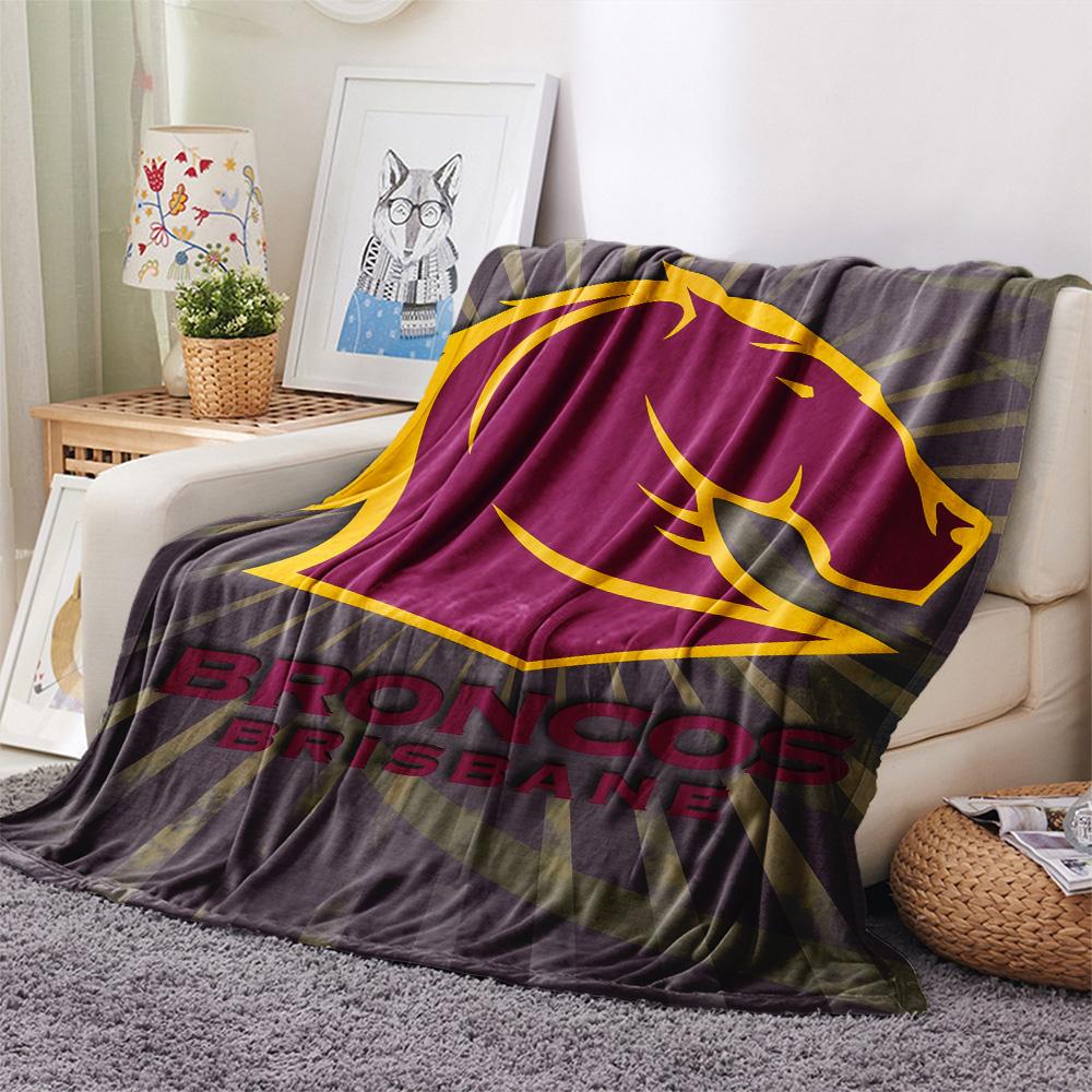 Brisbane Broncos Print Flannel Blanket, High quality Comfortable for All Seasons, Home Decor, Warmth and Comfort