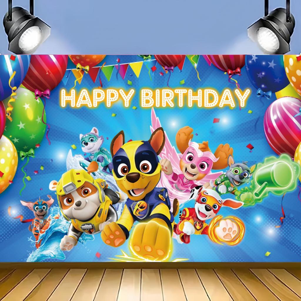 Paw Patrol birthday backdrop, photo backdrop for party, wall banner for photo studio, dog poster for studio493