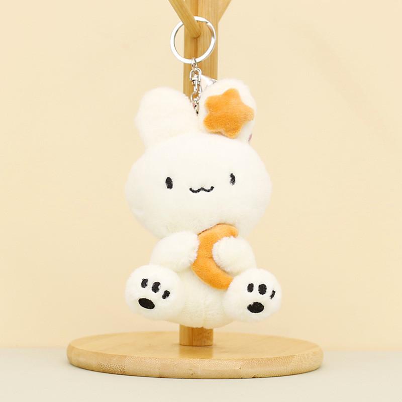 Adorable Moon Bunny Plush Toy Keychain Soft Rabbit Pendant For Lovers Bags 12cm