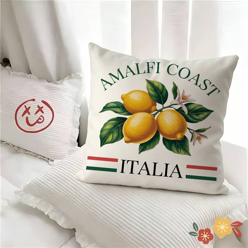 pc Italian Amalfi Coast Lemon Pillow Case Fashion Square Pillowcase Bedroom Sofa Room Ins Decoration Leisure