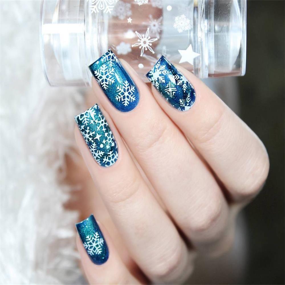 New Snow Flake Flower Elk Stainless Steel Image Stencil Christmas Stamping Plates Nail Art Template