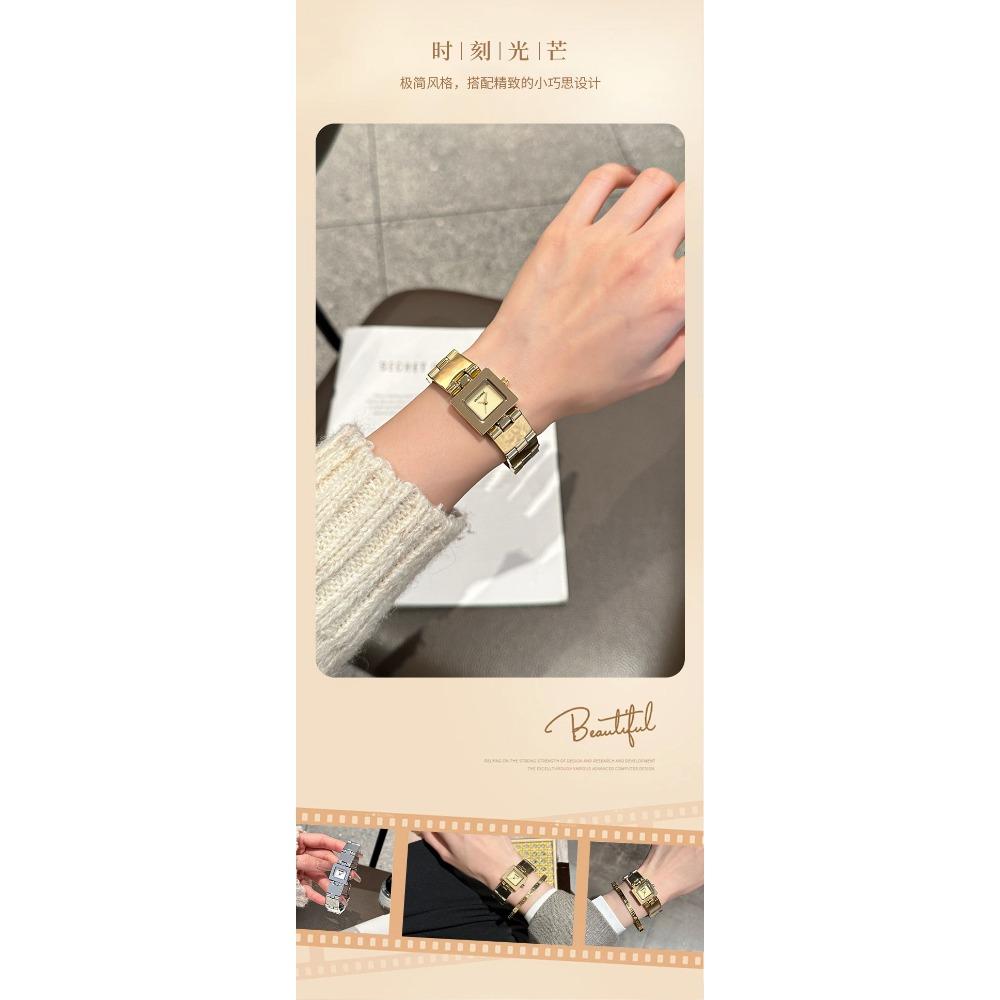 Women Mini Square Quartz Wristwatch Stainless Steel Band Slim Dress Daily Ladies Watch