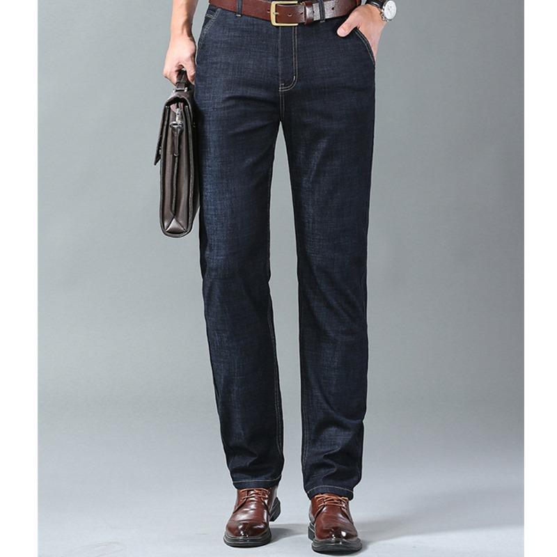 2024 весна-лето брендовые мужские прямые легкие хлопковые эластичные джинсовые деловые повседневные тонкие светло-серые джинсы с высокой талией