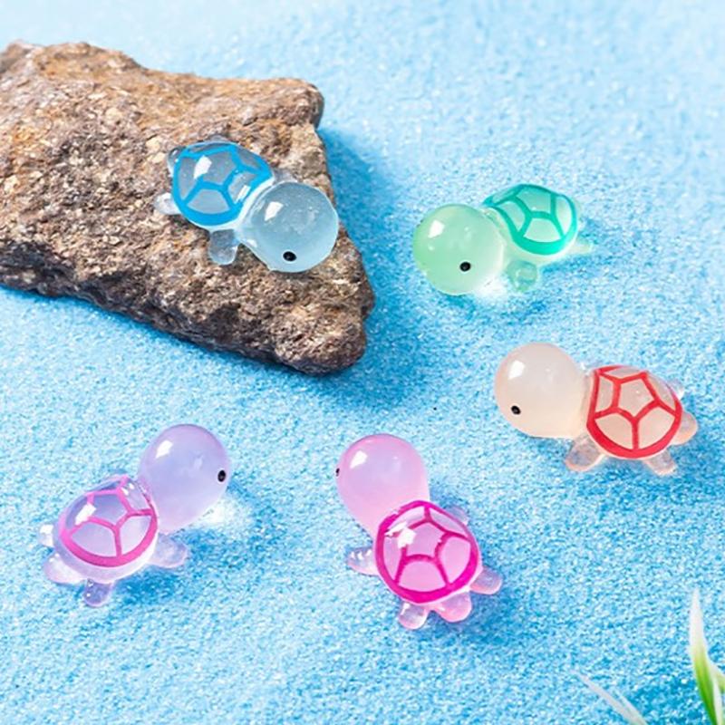 10Pcs Mini Turtles Luminous Ornament Figures Tiny Turtles Micro Fairy Garden Landscape Fish Tank Landscaping Accessories