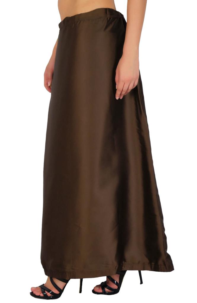 Readymade Stitched Brown Petticoat Bollywood Satin Silk Inskirt Lining For