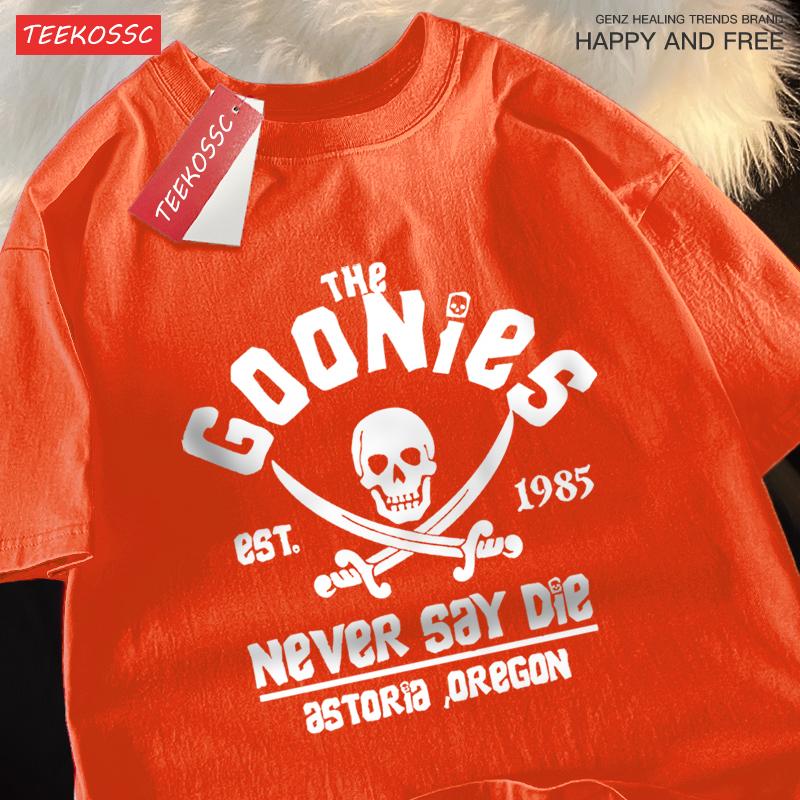 Футболки The Goonies Never Say Die Мужские Женские Удобная Футболка с Круглым Вырезом Дышащие Хлопковые Футболки Уличная Свободная Парная Одежда