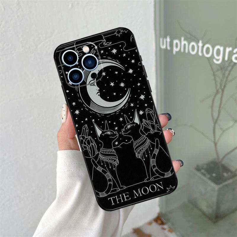Чехол-кошелек Лунный Таро Кот-Ведьма для iPhone 16 15 11 12 13 14 Pro Max Plus XS X XR 12 13 Mini Задняя крышка