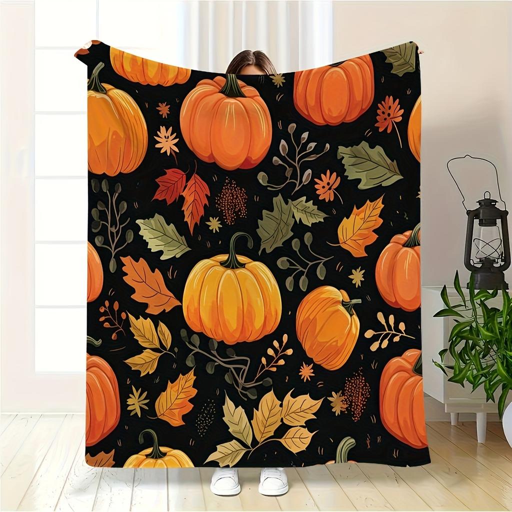 1pc Creative Vintage Pumpkin Style Printed Blanket for Thanksgiving Modern Style Blanket Outdoor Blanket Travel Camping Blanket An