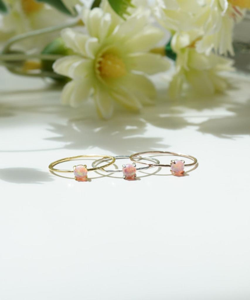 Alleun Silver 925 Moonstone Pink Layered Ring
