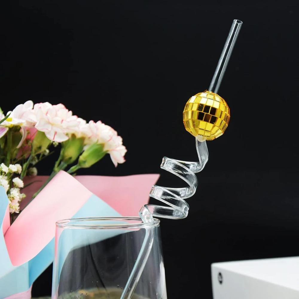 PVC Party Decoration Straws Multicolor Shiny Mirror Ball Straw New Disco Mirror Ball Straw Bar