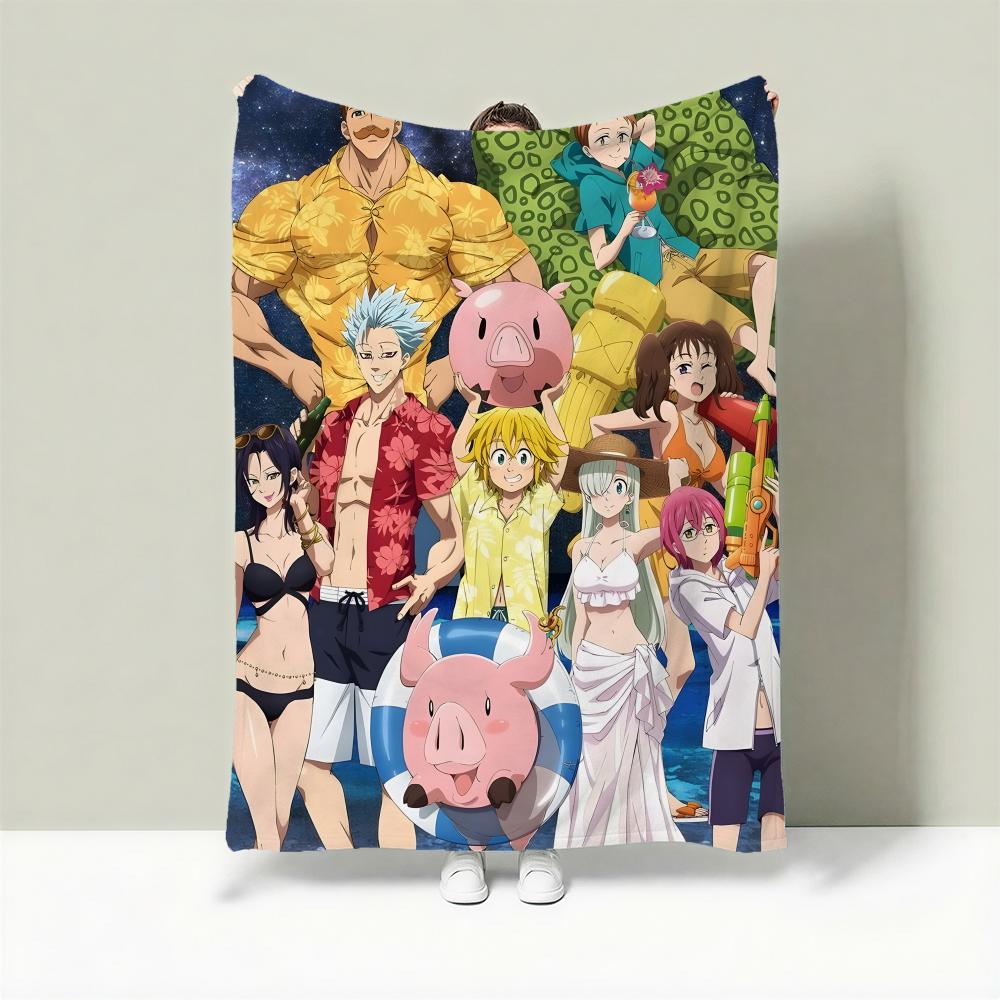 Anime T-The Seven Deadly Sins Throw Lightweight 240g Flannel Blanket Soft Skin-friendly for Summer Cooling