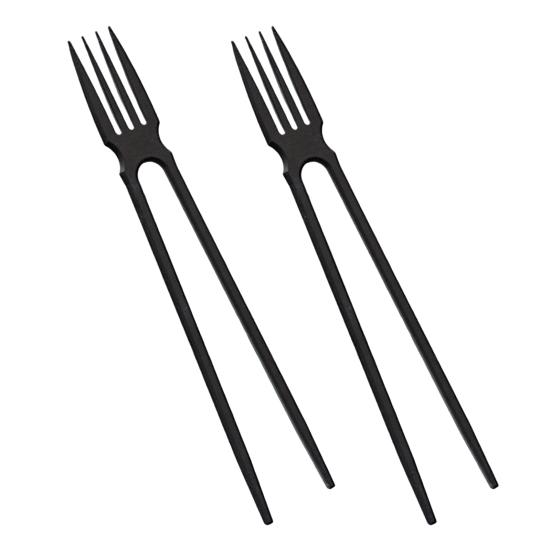 2-in-1 Fork Chopsticks Combo Reusable Eating Tool for Sushi Noodles Lightweight Portable Utensil Versatile Asian Cuisine Sticks