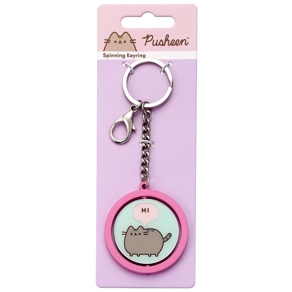 Pusheen the Cat Pink & Blue "Hi , Bye" Spinning Keyring