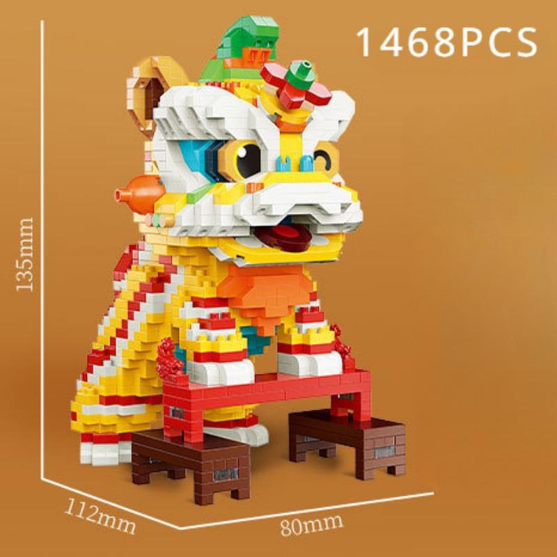 Просыпайся, лев, дракон, год, новогодний подарок, строительные блоки, детские развивающие головоломки, новогодние игрушки, строительные блоки