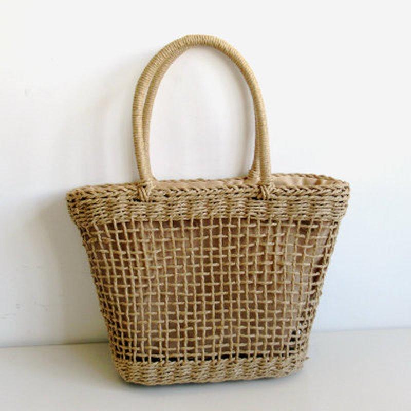 Rattan Straw Woven Bag Women Basket Tote Fashion Summer Beach Large Purse