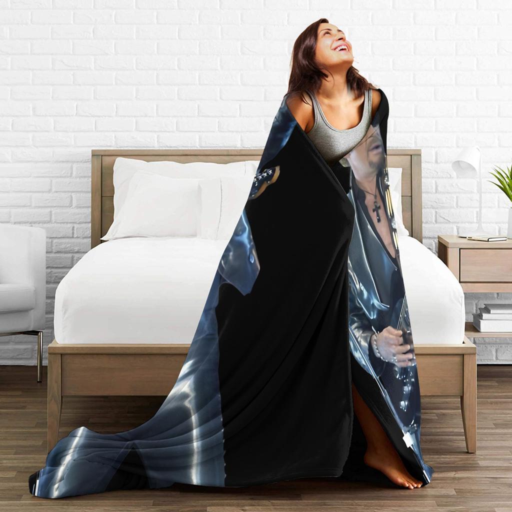 Johnny Hallyday Plush Blanket Girls Boys Flannel Throw Blanket For Outdoor Warm Soft DIY Quality Bedspread