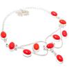 Italian Red Coral Gemstone 925 Sterling Silver Jewelry Necklace 18" A1o60