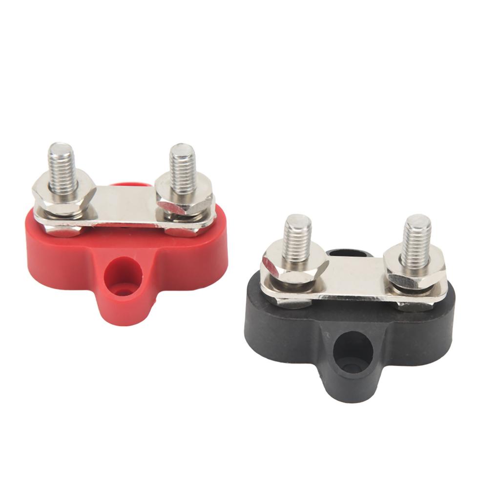 2pcs Power Distribution Terminal Block 48V M6 Positive Negative 2 Studs Battery Junction Block