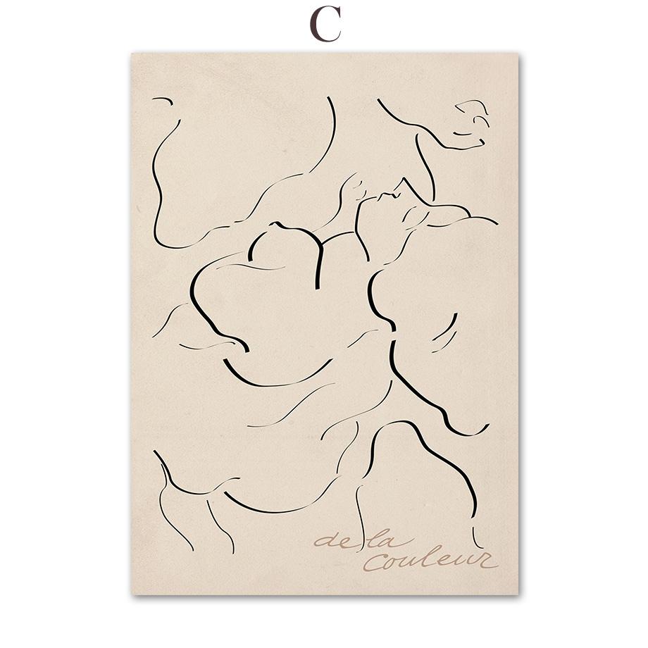 Бежевая абстрактная кривая линия магнолии, цветок, настенная живопись на холсте, постеры на скандинавскую тему и принты, настенные панно для декора гостиной