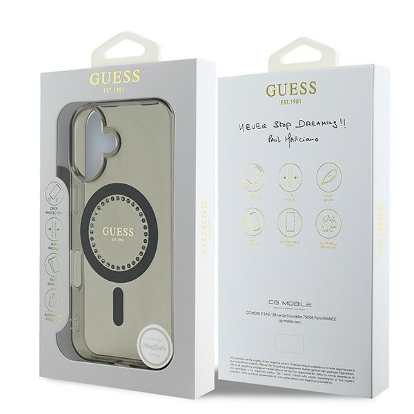 Etui do iPhone 16 Plus Guess MagSafe Rhinestones Czarny