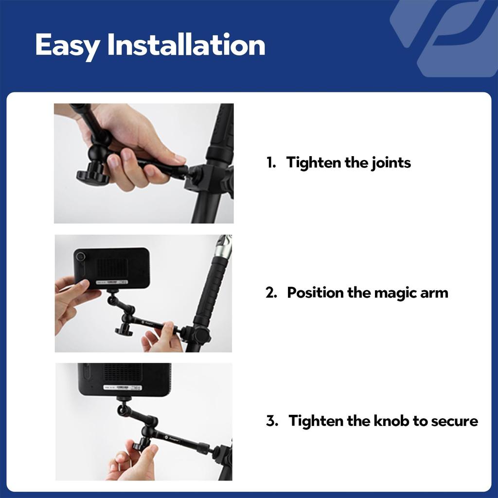 Fotopro 11 Inch Magic Arm with Inch Threaded Screws On Both Ends Adjustable Articulated Magic Arm Super Clamp for LED Monitor and Microphone 1/4