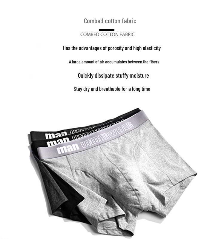 Мужские боксеры-брифы из чистого хлопка со средней посадкой, свободные - Удобные, дышащие, больших размеров (Длинная)