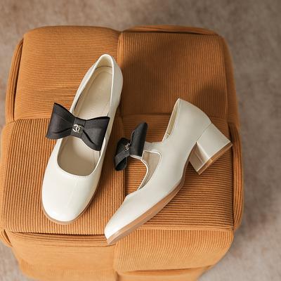 Туфли Мэри Джейн женские весенние новые модные женские туфли в британском стиле с круглым носком на толстом каблуке с бантом и юбкой женские туфли