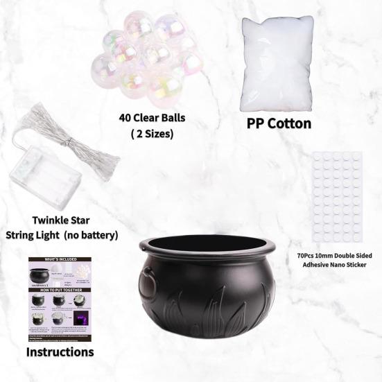 Lighted Witch Cauldron Set DIY Bubbling Witch Cauldron Set with Lights Indoor Witch Cauldron Centerpiece for Hocus Pocus Halloween Party Decor