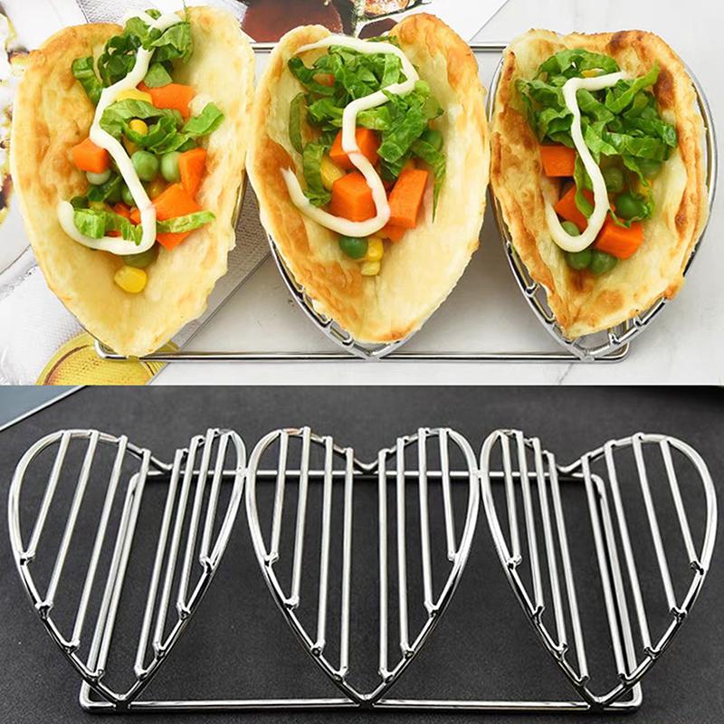 Tortillas Stand Wave Metal Dish Shaped Rack Parties Plate Baking Burritos Restaurants Heart Silver Home Tray Storage Holds Shelf