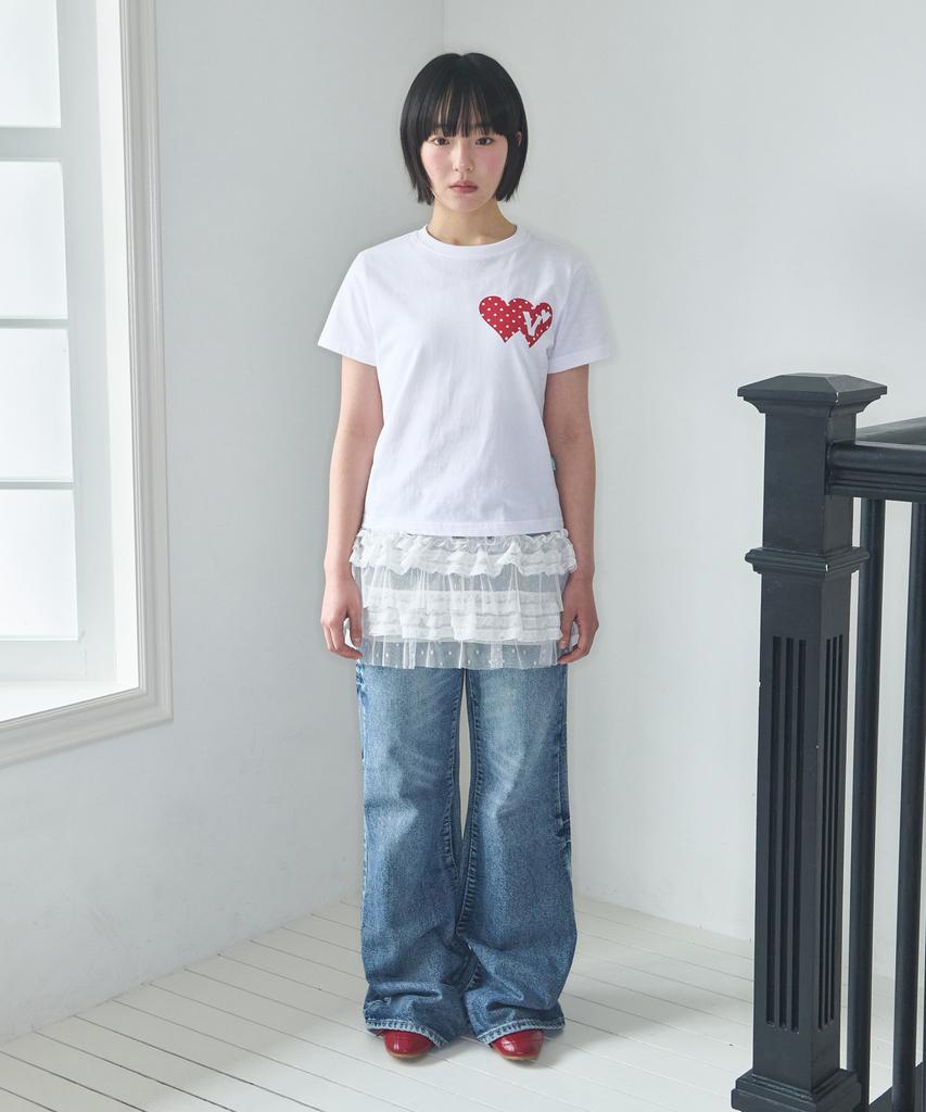 VIDEO JOCKEY Double Heart T-Shirt [White]