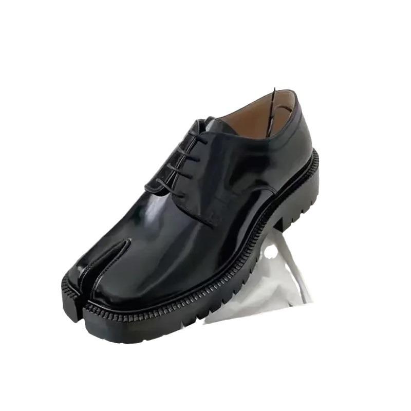 Split-Toed Shoes Women'S Horseshoe Pig'S Trotters Small Leather Shoes Lace-Up Casual British Style Loafers