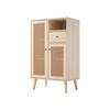 Buffet - MUVOE - 2 portes en rotin - 1 tiroir - Bois massif - 60x40x101cm