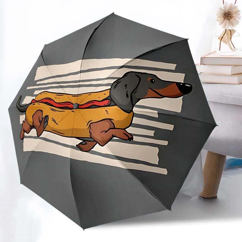 1pc Hotdog Dachshund Automatic Open/Close Umbrella Compact Folding Umbrella, All-Season Portable Umbrella for Women/Men F1124091
