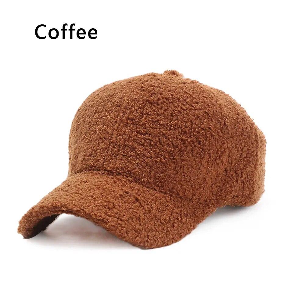 Утепленная бейсболка из овечьей шерсти с козырьком, шляпа от солнца для женщин и девочек, теплая уличная осенне-зимняя плюшевая нечеткая мужская кепка, регулируемая шляпа в стиле хип-хоп