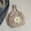 Leisure Summer Woven Handbag Large Capacity Flower Nylon Mesh Tote Bag Fashion Simple Grocery Bag Shopping Bag