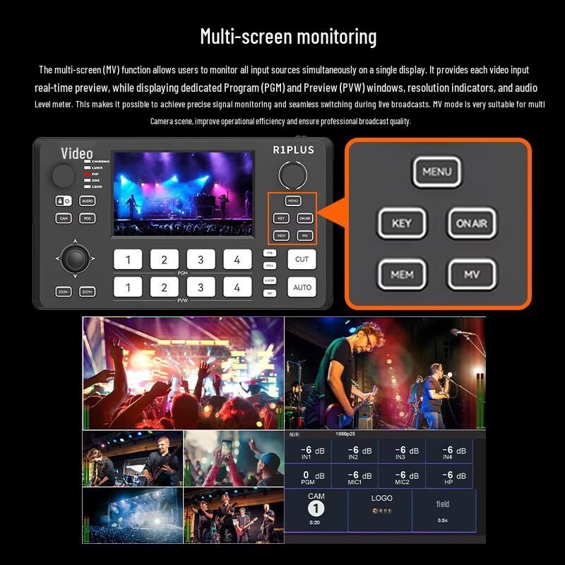 Jiashiying R1 Plus 4-канальный HDMI-коммутатор для прямых трансляций