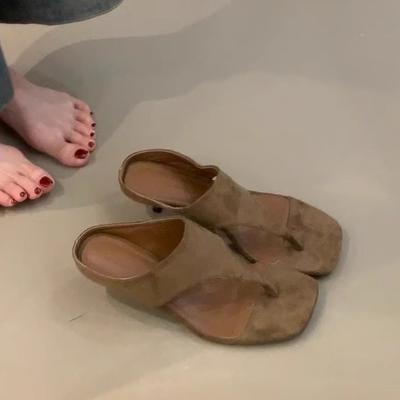 Версия из овчины~ верхняя одежда ретро туфли на высоком каблуке женские босоножки с открытым носком простые темпераментные шлепанцы на тонком каблуке