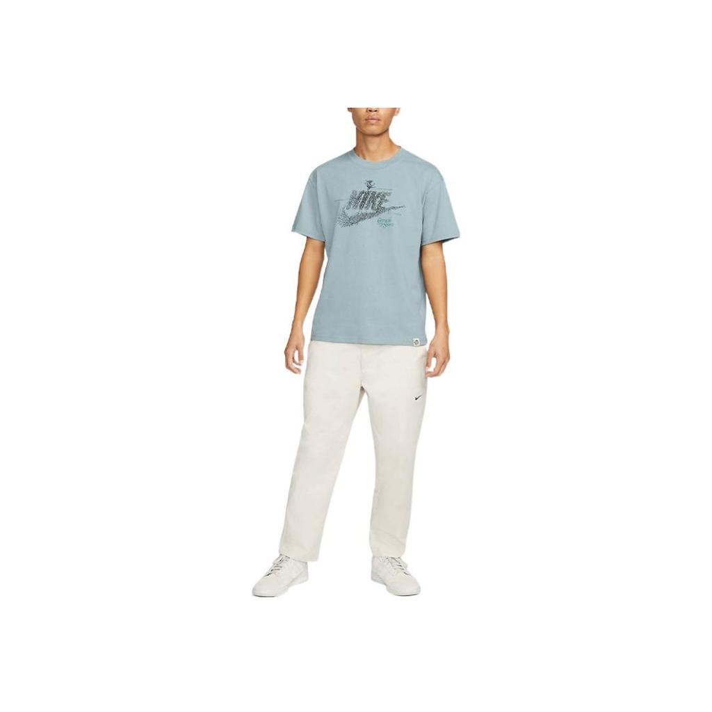 Nike Sportswear Botanical Floral Logo Print Short Sleeve T-Shirt Men Tops Grey Blue DN5135-041