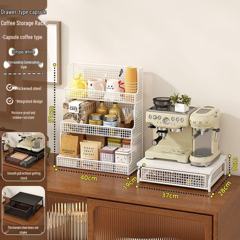 Настенный стеллаж для хранения для домашней кофейни: Настольный органайзер для кофемашины, посуды, капсул и чашек