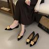 French with Skirt Pointed High Heel Single Shoes Women's 2025 Autumn Suede Metal Buckle Light Mouth Soft Leather Stiletto Work Shoes