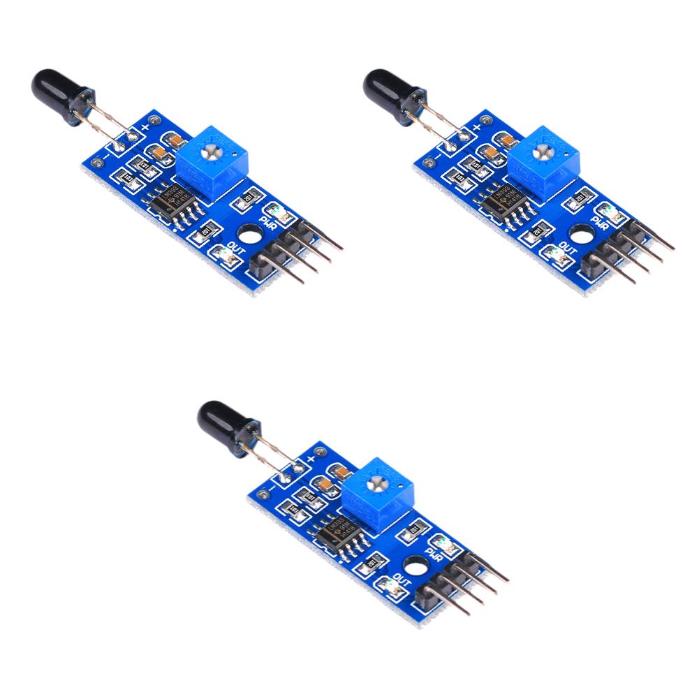 4 Pin Fire Detector Infrared Receiver Module 3.3V-5V Flame Sensor Module Sensitivity Adjustable Accessories for Arduino DIY Kit